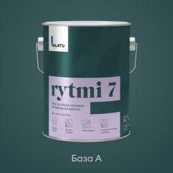 Краска для стен и потолков влагостойкая матовая TALATU RYTMI 7 БАЗА A 2,7 л, крупный план