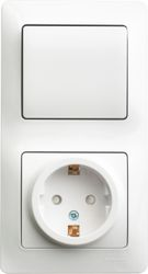 Комбинированный блок 2 поста 1 клавиша Schneider Electric Glossa GSL000170 белый, изображение