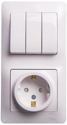 Комбинированный блок 2 поста 3 клавиши Schneider Electric Glossa GSL000178 белый, изображение