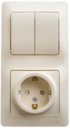 Комбинированный блок 2 поста 2 клавиши Schneider Electric Glossa GSL000274 бежевый, фотография