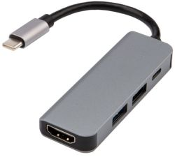 Разветвитель REXANT USB Type-C на 4 порта (1xHDMI/2xUSB 3.0 PD/1xType-C PD), картинка