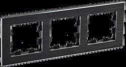 Рамка 3 поста IEK BRITE BR-M32-M-K02 металлик черный, крупный план