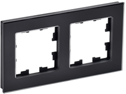 Рамка 2 поста IEK BRITE BR-M22-G-K02 стекло черное, картинка