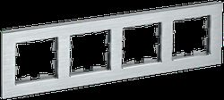 Рамка 4 поста IEK BRITE BR-M42-M-K47 алюминий, крупный план
