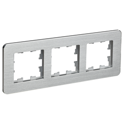 Рамка 3 поста IEK BRITE BR-M32-M-21-K47 алюминий, фотография
