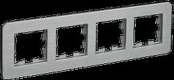 Рамка 4 поста IEK BRITE BR-M42-M-21-K47 алюминий, картинка