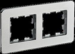 Рамка 2 поста IEK BRITE BR-M22-M-01-K47 алюминий, картинка