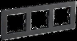 Рамка 3 поста IEK BRITE стекло черное матовое, вид