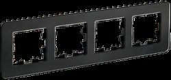 Рамка 4 поста IEK BRITE стекло черное, вид