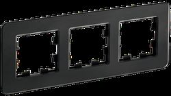 Рамка 3 поста IEK BRITE стекло черное, изображение