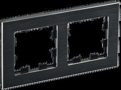 Рамка 2 поста IEK BRITE BR-M22-M-K02 металлик черный, крупный план