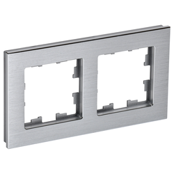 Рамка 2 поста IEK BRITE BR-M22-M-K47 алюминий, крупный план