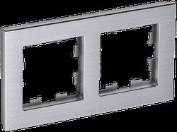 Рамка 2 поста IEK BRITE BR-M22-M-K47 алюминий, картинка