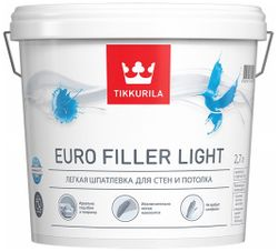 Шпатлевка финишная акриловая Tikkurila/Tikkivala Euro Filler Light белая 2,7 л, фото