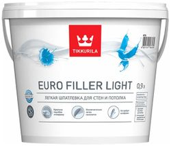 Шпатлевка финишная акриловая Tikkurila/Tikkivala Euro Filler Light белая 0,9л, детальное фото