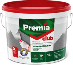 Шпатлевка Premia Club универсальная для наружных и внутренних работ ведро 17 кг, вид