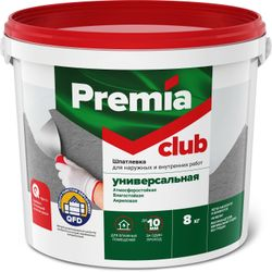 Шпатлевка Premia Club универсальная для наружных и внутренних работ ведро 8 кг, фото