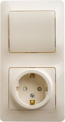 Комбинированный блок 2 поста 1 клавиша Schneider Electric Glossa бежевый, фото