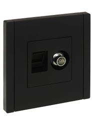 Розетка TV-RJ45 1 пост IEK FORTE&PIANO черный, крупный план