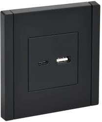 Розетка USB Type-A+C 1 пост IEK FORTE&PIANO черный, фото