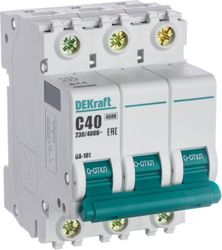 Автоматический выключатель DEKRAFT 3P C40 А 4500 А, картинка