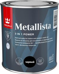Краска Tikkurila/Tikkivala METALLISTA черная глянцевая 0,8 л, вид