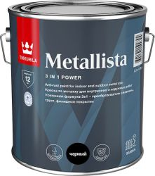 Краска Tikkurila/Tikkivala METALLISTA черная глянцевая 2,3 л, вид