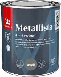 Краска Tikkurila/Tikkivala METALLISTA серая глянцевая 0,8 л, вид