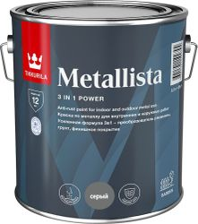 Краска Tikkurila/Tikkivala METALLISTA серая глянцевая 2,3 л, картинка