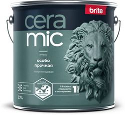 Эмаль BRITE CERAMIC особо прочная акриловая база А, ведро 2,7 л, крупный план