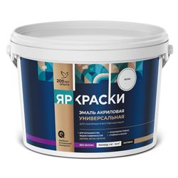 Эмаль ЯРОСЛАВСКИЕ КРАСКИ универсальная акриловая белая матовая, ведро 2,5 кг, детальное фото