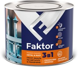 Грунт-эмаль FAKTOR на ржавчину 3 в 1 зеленая, банка 1,9 кг, картинка