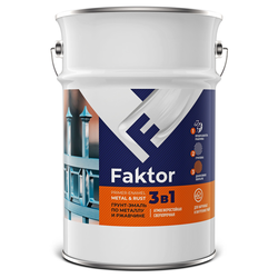Грунт-эмаль FAKTOR на ржавчину 3 в 1 синяя, банка 6 кг, детальное фото