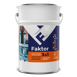 Грунт-эмаль FAKTOR на ржавчину 3 в 1 синяя, банка 6 кг, фото