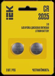 Батарейка дисковая литиевая CR2025 (2 шт/блистер) IEK, фото