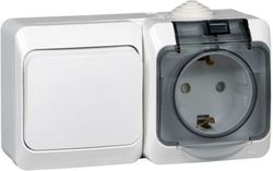 Комбинированный блок 2 поста 1 клавиша Schneider Electric ETUDE BPA16-241B белый, детальное фото