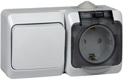 Комбинированный блок 2 поста 1 клавиша Schneider Electric ETUDE BPA16-241C серый, фотография