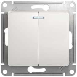 Выключатель 2-клавишный Schneider Electric GLOSSА белый, детальное фото