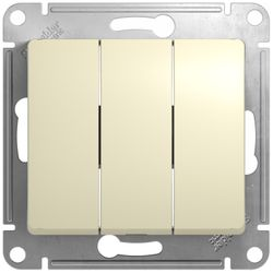 Выключатель 3-клавишный Schneider Electric GLOSSА кремовый, фотография