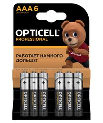 Батарейки алкалиновые 6AAA/LR03 Professional Opticell, крупный план