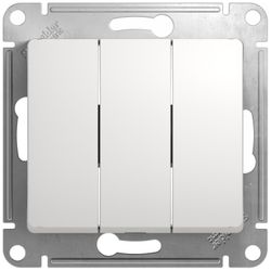 Выключатель 3-клавишный Schneider Electric GLOSSА белый, изображение