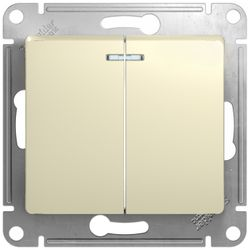Выключатель 2-клавишный Schneider Electric GLOSSА кремовый, детальное фото