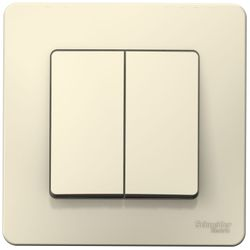 Выключатель 2-клавишный Schneider Electric BLANCA молочный, крупный план