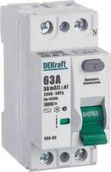 Дифференциальный выключатель DEKRAFT УЗО-03 2P AC63 A 30 мА 6 кА, фото