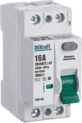 Дифференциальный выключатель DEKRAFT УЗО-03 2P AC16 A 10 мА 6 кА, изображение