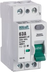 Дифференциальный выключатель DEKRAFT УЗО-03 2P AC63 A 300 мА 6 кА, фото