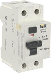 Выключатель дифференциального тока IEK ARMAT R10N 2P 63А 30мА тип AC, фотография