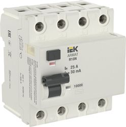 Выключатель дифференциального тока IEK ARMAT R10N 4P 25А 30мА тип AC, фотография