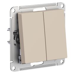 Выключатель 2-клавишный Systeme Electric Atlas Design 1712772 песочный, фото