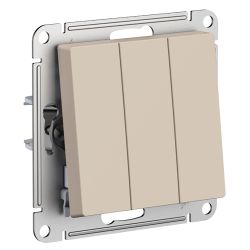 Выключатель 3-клавишный Systeme Electric Atlas Design песочный, фотография